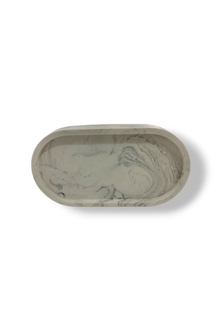 Mermer Desenli Sunum & Takı Tabağı 18x10 Cm El Yapımı İei158 Mermer Desenli