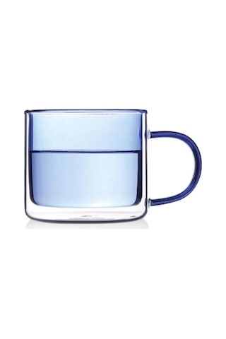 Cam Çift Cidarlı Kupa Mavi 250ml Cam0322