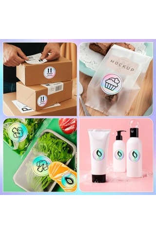 Dofolink 400 Adet 2 İnç Termal Etiket - Yuvarlak, Holografik, Suya/yağa/çizik Dayanıklı, Kolay Yazdır & Uygula 4000