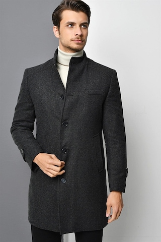 Plt8391 Dewberry Erkek Palto-desenli Antrasit