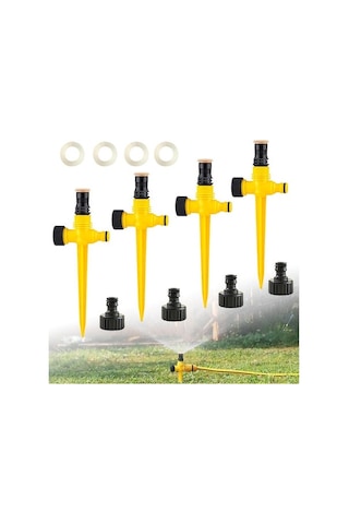Youmex Çim Ve Bahçe Sulama İçin Otomatik Döner Sprinkler - 4 Sarı + 4 Emzik + 4 Deri Çember Takımı Sarı