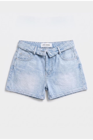 Kadın Ice 4s6-3 Mini Boy Kemer Detaylı Denim Şort Ice Rengi