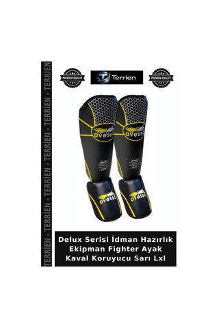 Delux Serisi İdman Hazırlık Ekipman Fighter Ayak Kaval Koruyucu Sarı Lxl