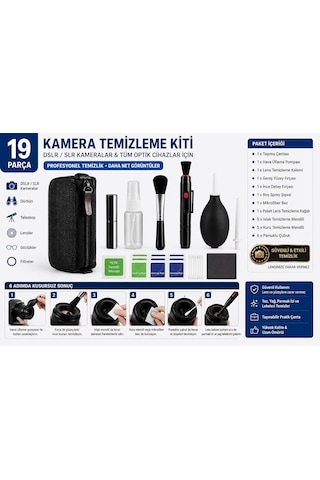 Profesyonel Kamera Lens Temizlik Seti 19 Parça Dslr Slr Aynasız Kamera, Dürbün, Teleskop Ve Optik Lens Temizleme K