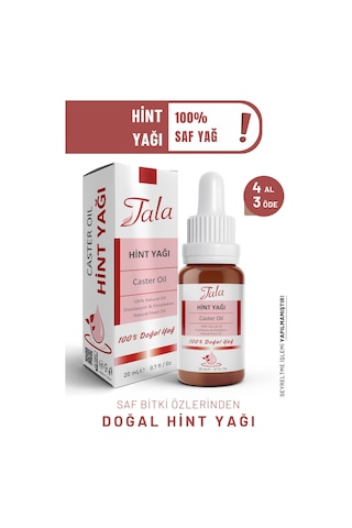 Tala Hint Yağı Castor Oil %100 Saf Ve Doğal Soğuk Sıkım 20 ML