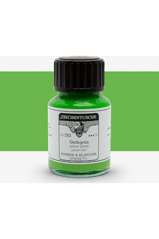 Rohrer&klingner Kaligrafi Mürekkebi Zeichentusche 29-airbrush-fırça-divit 50ml-753-yellow Green Çok Renkli