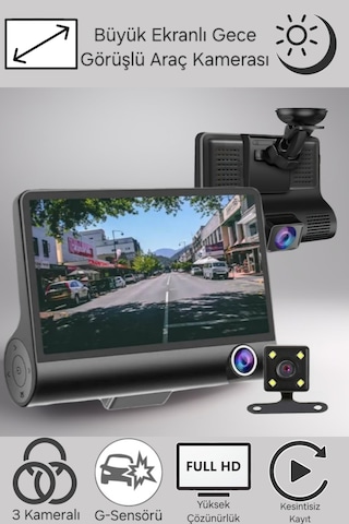 Poscam Uniywell Full Hd 1080p Araç İçi Kamera Seti - 4.0" Geniş Ekran, 170 Geniş Açı, G-sensör, Wdr Gece Görüşü Ve Arka Görüş Kamerası Dahil