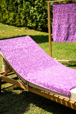 Menderes Home Cotton Collection Bukle Plaj Havlusu Saçaklı Mor
