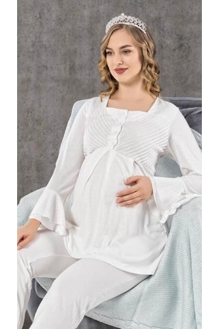 Birolgaye Limissi 2106 Hamile Lohusa Pijama Takımı Ekru