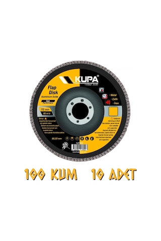 Kupa Katlı Flap Disk Zımpara A100 Kum - 10 Adet