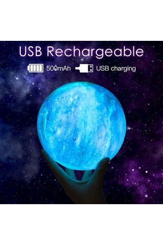 Geeroyoo 3d Ay Modeli Güneş Sistemı Işıklı Lambası - 16 Renkli Oda Dekorasyonu, Çocuk Odası Atmosfer Lambası, Hediye Seçeneği Çok Renkli