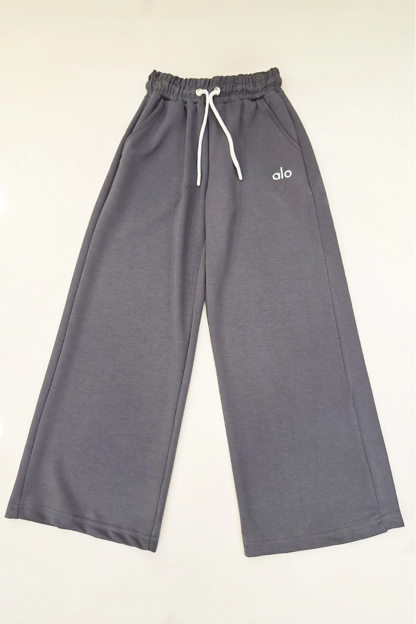 Kız Çocuk Doble Face Kumaş Geniş Paça Eşofman Alt 10-15 Yaş 12318 Gri