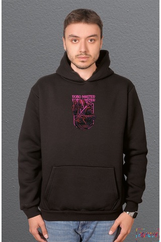 Bumeta Robo Master Streetwear Sweatshirt Unisex Kapüşonlu Hoodie Siyah