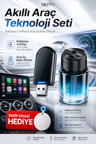 160 Ml Araç Kokusu + Carplay Seti Akıllı Araç Teknoloji Seti Araba Kokusu 1