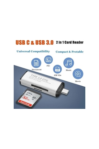 Kyrotech Macbook, Type-c Portlu Telefon, Tablet, Bilgisayar, Uyumlu Type-c To Usb 3.0 Sd Micro Sd Ka