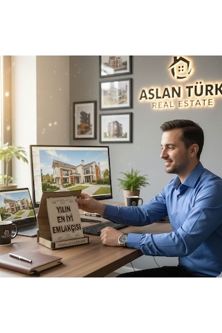 Kişiye Özel Yılın En İyi Emlakçısı Ahşap Plaket 9,5x13,5x2,5