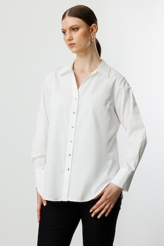 Ekol Kadın Büyük Beden Polo Yaka Gömlek 3506 Ekru Ekru