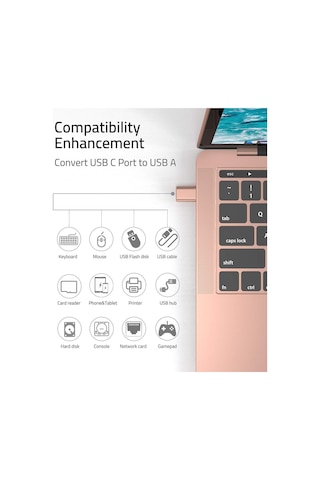 Usb-c To Usb 3.0 Adaptör 2 Li Set Kompakt Pembe Dönüştürücü Yüksek Performanslı Pratik Seti