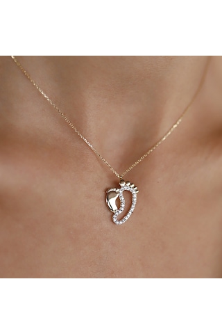 Altınsepeti Anne Çocuk Ayak Izi Altın Kolye As803Kl Altınsepeti