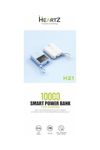 H21 Mini Boy 10000 Mah Power Bank Pd 20w Ve Usb 22.5w Fast Hızlı Şarj Dahili Type C Ve Lightning Kablolu Dünya Standartlarına Uygun Polymer Batarya Birebir Amper Lcd Göstergeli Powerbank