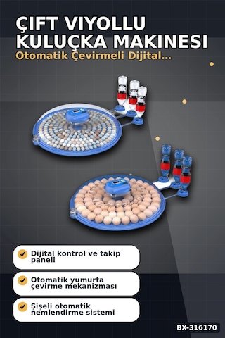 Kuluçka Makinesi Çift Viyollü 80-240 Yumurta Kapasiteli Tavuk Kaz Bıldırcın Bx-316170