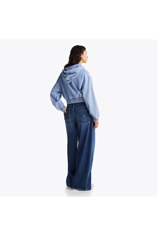 Tommy Hilfiger Tjw Denim Cropped Kadın Mavi Hoodie - Dw0dw20539 Mavi