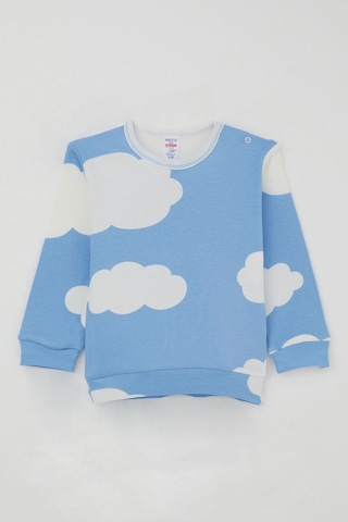 Breeze Erkek Bebek Pijama Takımı Omuzdan Patlı Bulut Desenli 4 Ay-1 Yaş, Mavi Mavi