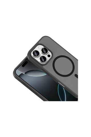 Apple Uyumlu iPhone 16 Pro Kılıf Magsafe Şarj Özellikli Mat Tasarım Lüx Babet Kapak Siyah