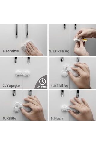 18'li Çocuk Güvenlik Emniyet Seti 10 Dolap Kapak Kilidi 4 Köşe Ki Çok Renkli
