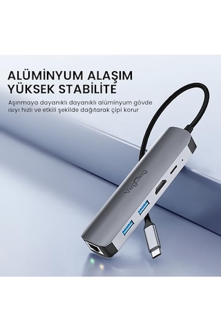 Type-c Pd100w 5 Portlu 4k 30hz Hdmı 100mbps Ethernet Usb 2.0 + Usb 3.0 Çoklayıcı Hub 01
