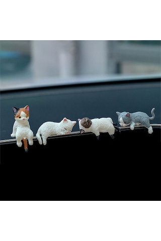 Samdoo Renkli Simülasyon Kedi Mini Figür - Araç İç Ekran Dekorasyonu