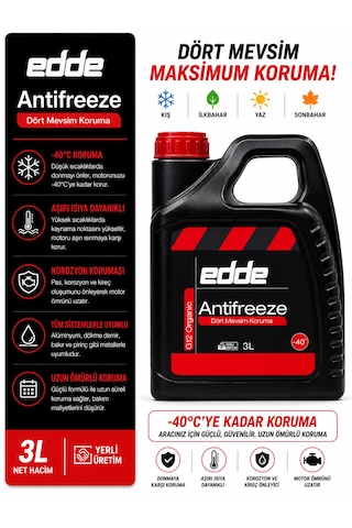 Edde Araba Araç Oto Antifriz Kırmızı 3l Dört Mevsim