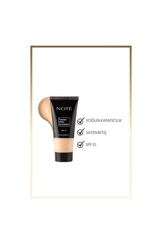 Flawless Matte Foundation SPF 15 Yoğun Kapatıcı Mat Bitişli Fondöten - 02 Orta