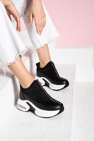 Shoetek Fortunata Kadın Sneakers Skubu Kumaş Siyah Deri Siyah