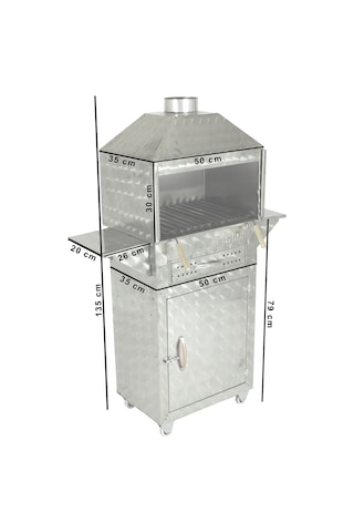 Metehan Dolaplı - Davlumbazlı - Kanatlı - Lama Izgaralı - 4 Tekerlekli Mangal