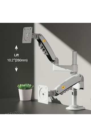 Lexroo North Bayou Nb H180 17-27" Çift Kol 2-9 Kg Amortisörlü Monitör Standı Beyaz