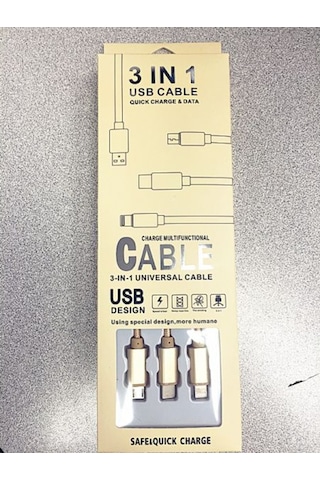 3 In 1 Charging Data Sync Cable (Lightning, Micro-Usb, Type-C)