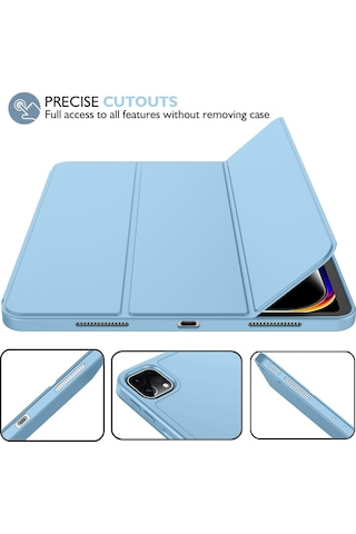 Apple Uyumlu iPad Pro 11 İnç M4 2024 Kılıf Pen Slot Charging Case Kalem Bölmeli A2836 A2837 A3006 Kapaklı Kılıf