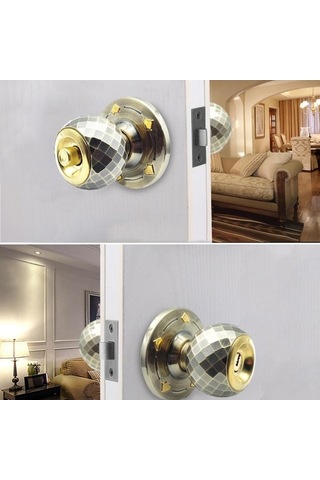 Pazly Yeşil Kapı Tokmağı Alüminyum Alaşımlı Ağır Hizmet Bilyalı Kilit Ayna Kaplaması, Yatak Odası Banyosu İçin 3 Anahtarlı