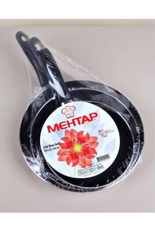 Mehtap 3 Lü Teflon Tava Seti 18 22 26 Cm Kırmızı Mor Mürdüm Tava Mor