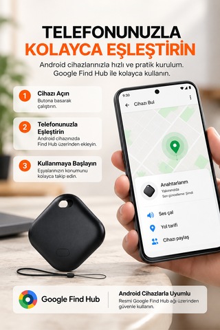 Kensa Airtag Apple iOS Uyumlu & Android Uyumlu Akıllı Takip Cihazı Sesli Bulma Özellikli Siyah