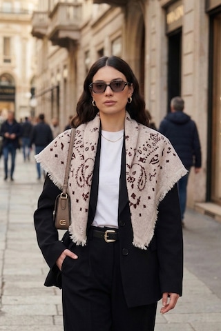 Lela Bayan Şal 6941300 Bej-bordo
