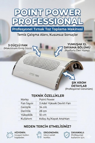 Point 3 Fanlı Ergonomik El Yormayan Profesyonel Toz Çekme Makinesi Cck-0064