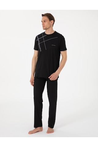 Pierre Cardin %100 Pamuk 6081 Luxury Kısa Kol Erkek Pijama Takımı Siyah