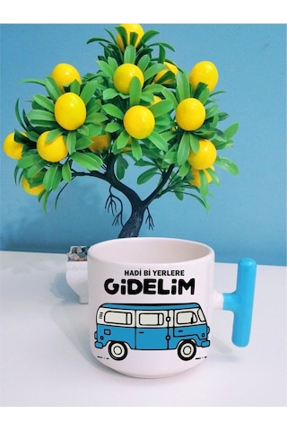 Hadi Gidelim Mavi Kulplu T Kulp Kupa Beyaz
