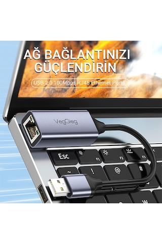 Veggieg Usb 2.0 100mbps Rj45 Lan Ethernet İnternet Çevirici Dönüştürücü
