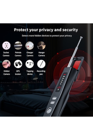 Kamera Dedektörü, Dinleme Cihazı Dedektörü, 5 Seviye Siyah