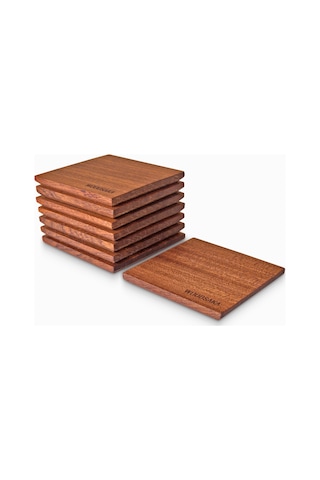 Woodsaka 8'li Bardak Altlığı Seti - Sapele Ağacından Ahşap