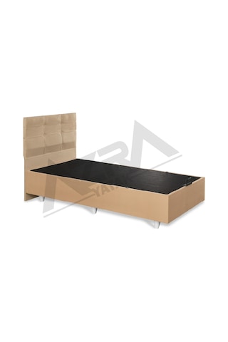 Nero Tek Kişilik Baza Basic Başlık Krem %100 Çelik+ Mdf 90 x 190 CM