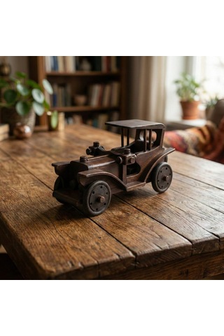 Olden Ahşap Dekoratif Obje Araba - %100 El Yapımı - Ahşap - 23x11x9 Cm